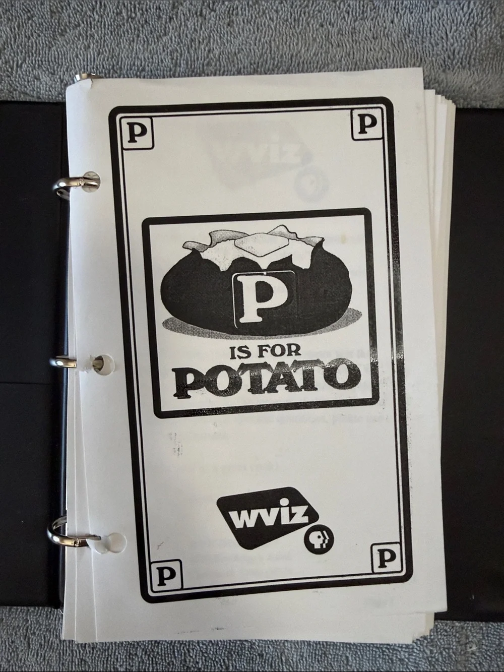 WVI PBS Cooks Black Recipe Binder -   P is for Potato
